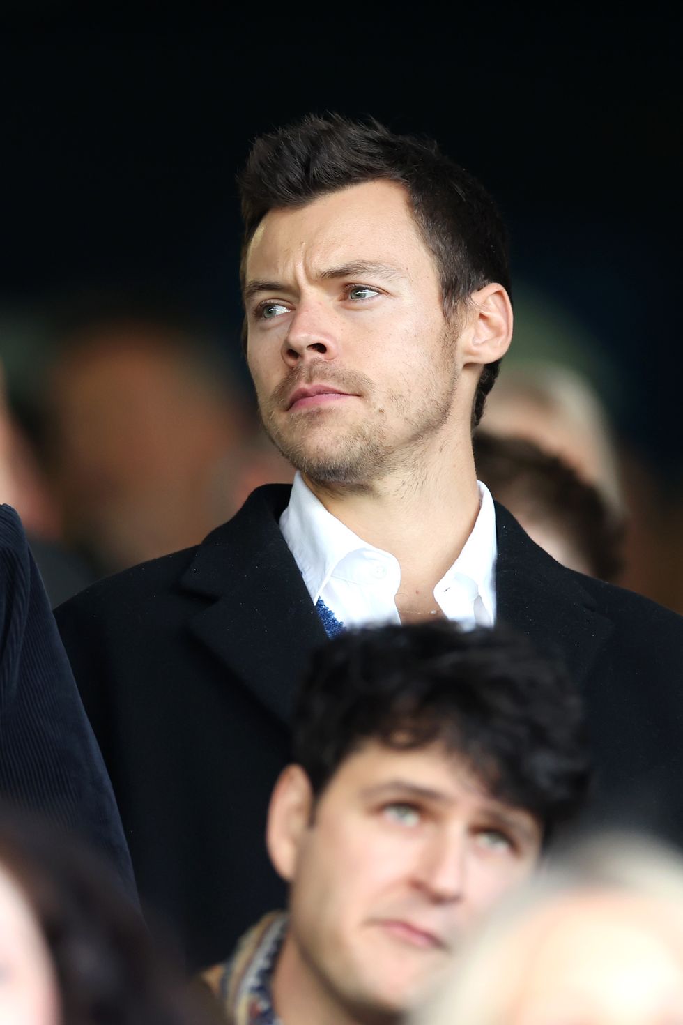 luton, england february 18 harry styles, english singer, looks on prior to the premier league match between luton town and manchester united at kenilworth road on february 18, 2024 in luton, england photo by catherine ivillgetty images