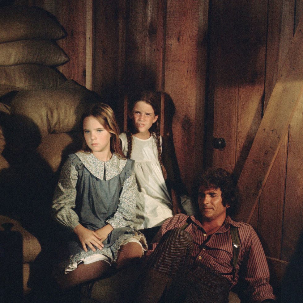 little house on the prairie "a harvest of friends" episode 1 aired 09/11/1974 pictured: (l r)melissa sue anderson as mary ingalls kendall, melissa gilbert as laura ingalls wilder, michael landon as charles philip ingalls photo by: nbcu photo bank