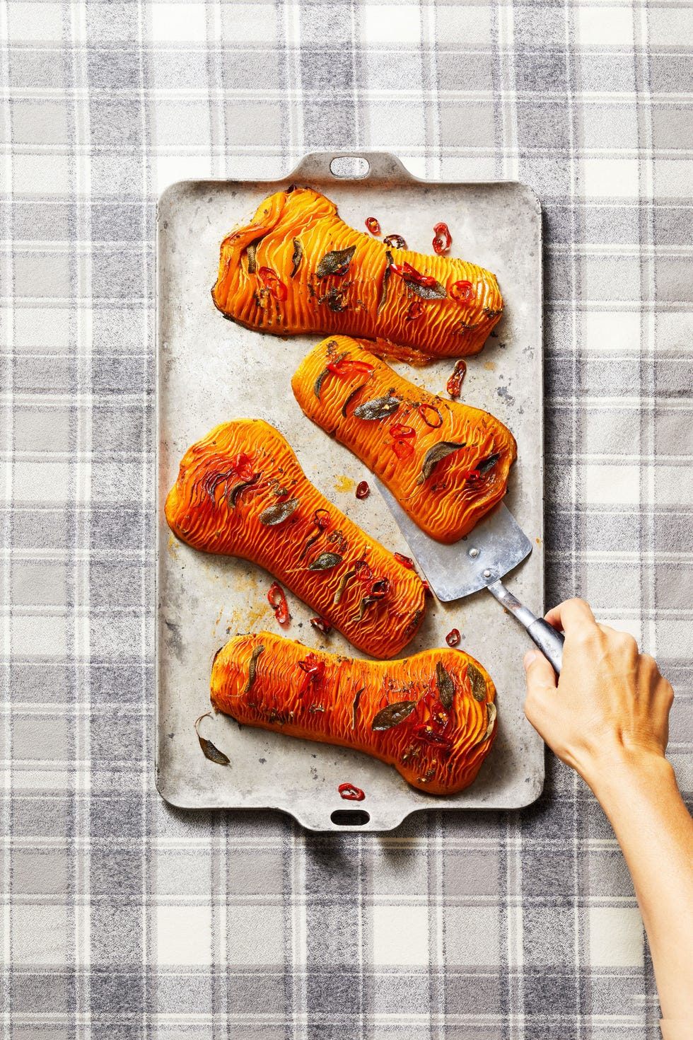 hasselback butternut squash with maple brown butter