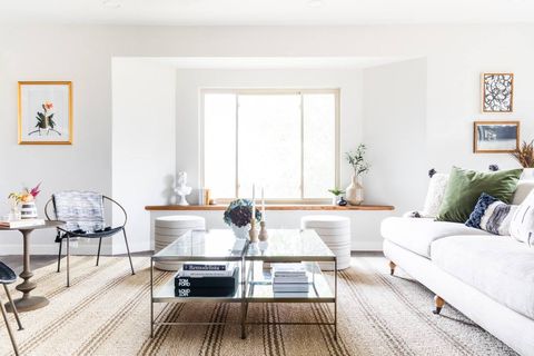 Living room, Room, Furniture, White, Interior design, Property, Floor, Coffee table, Table, Couch, 
