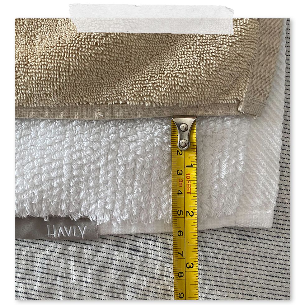 measuring loops on havly bath towel