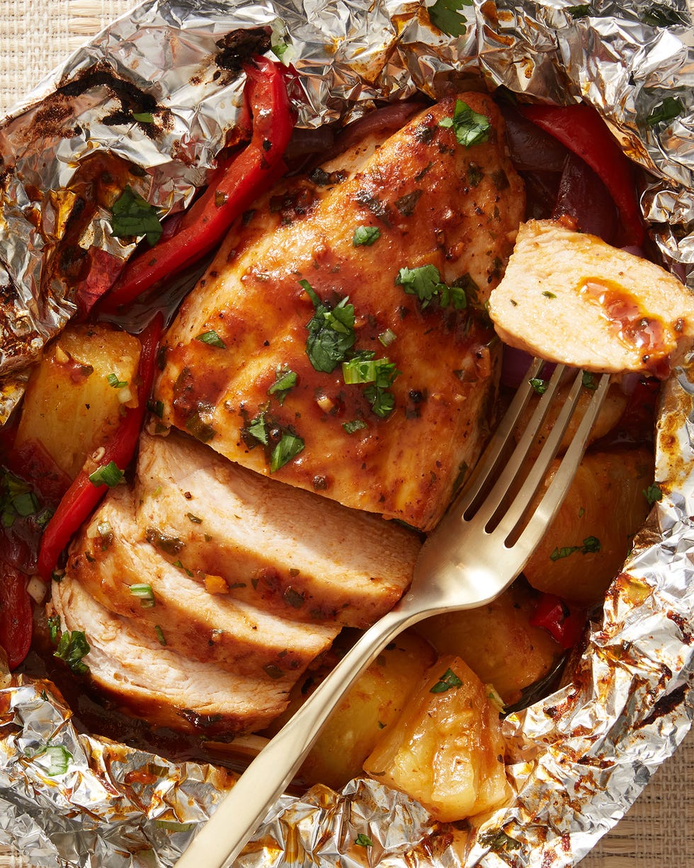 EASY Pineapple BBQ Chicken Foil Pack Dinners Recipe