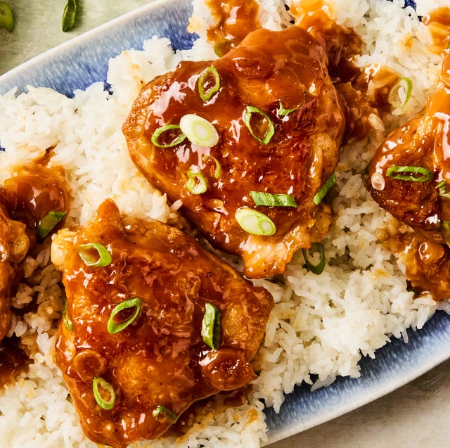 Hawaiian Shoyu Chicken hawaiian shoyu chicken topped with sliced scallions