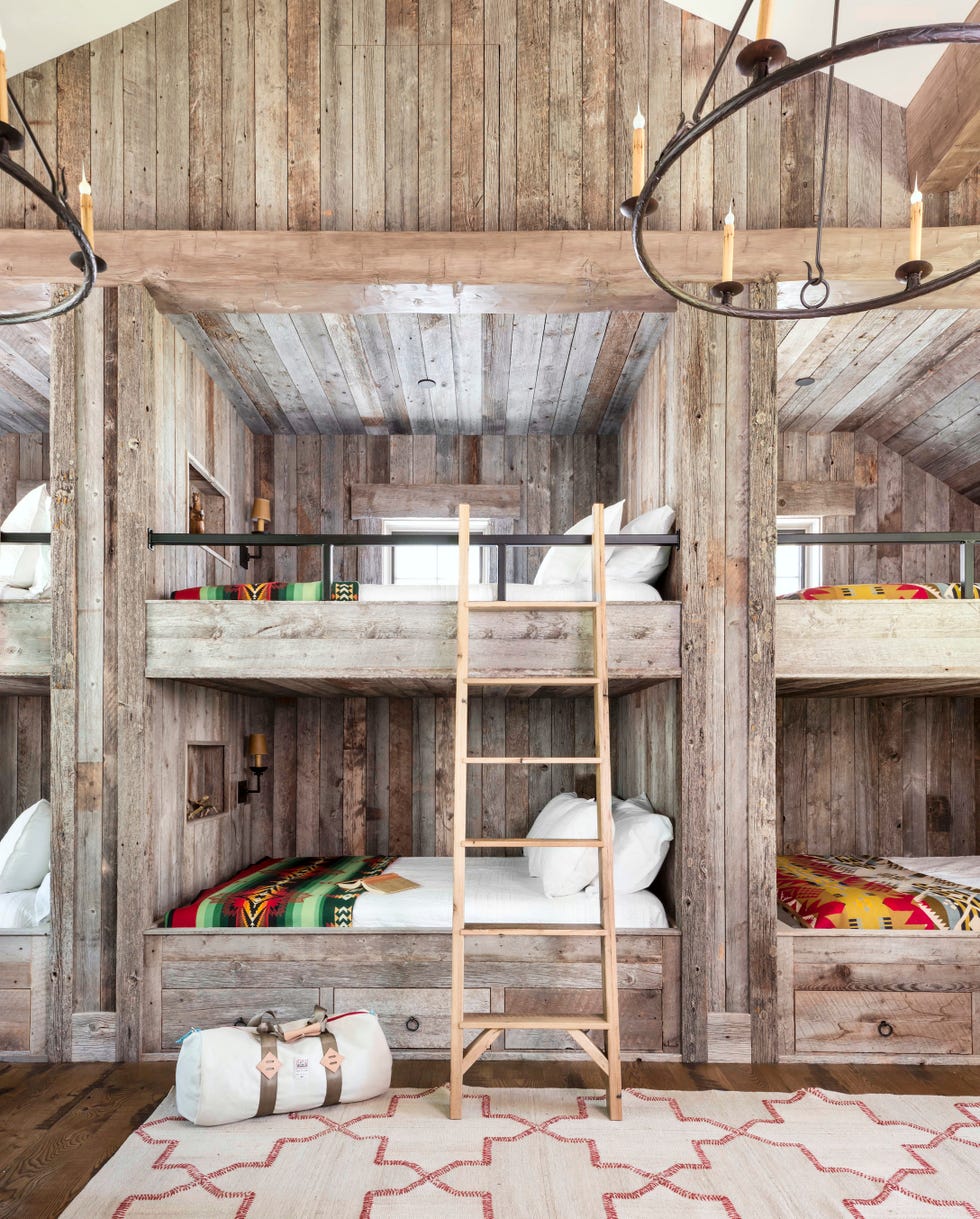 rustic wood bunk room