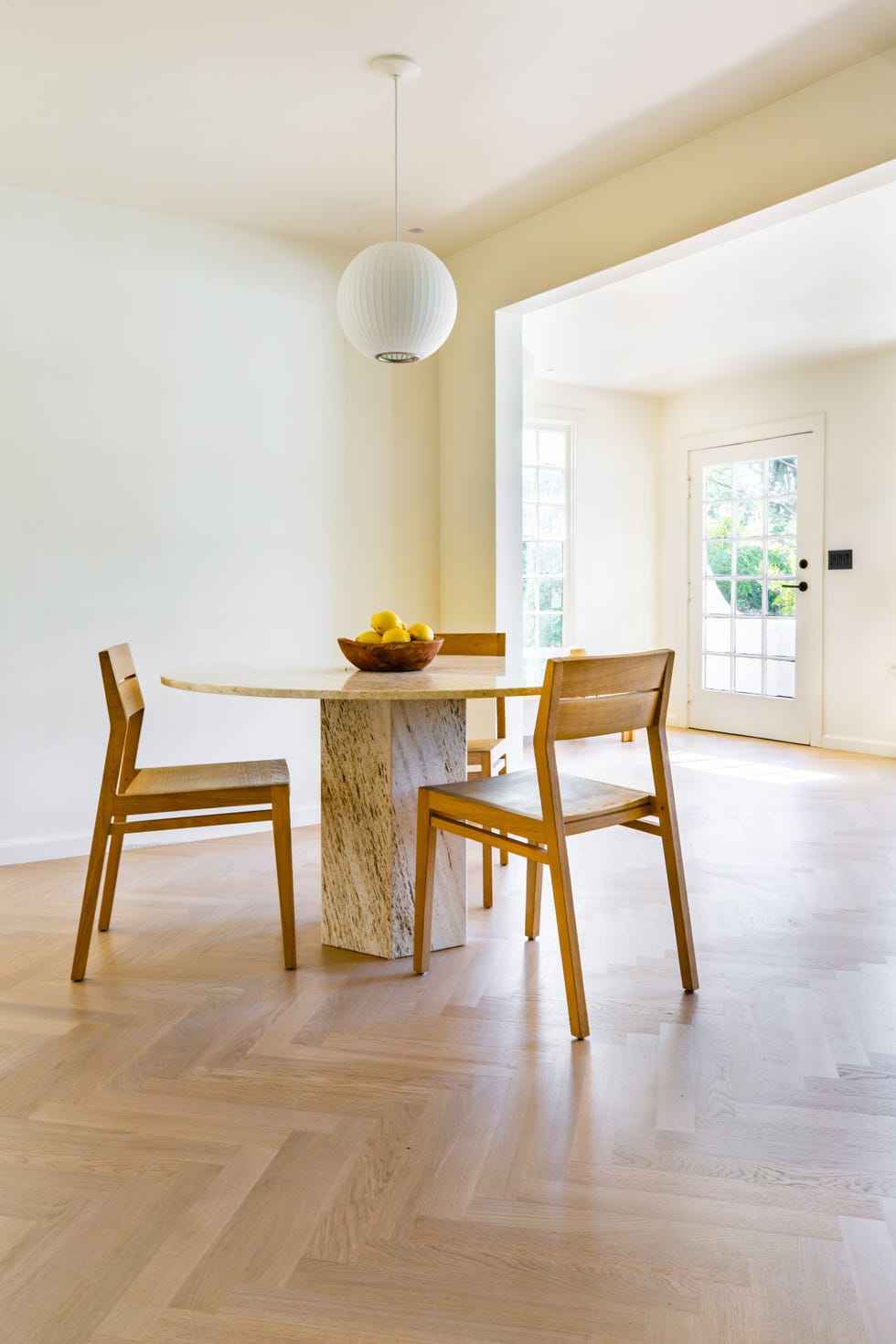 a dining table with chairs around it