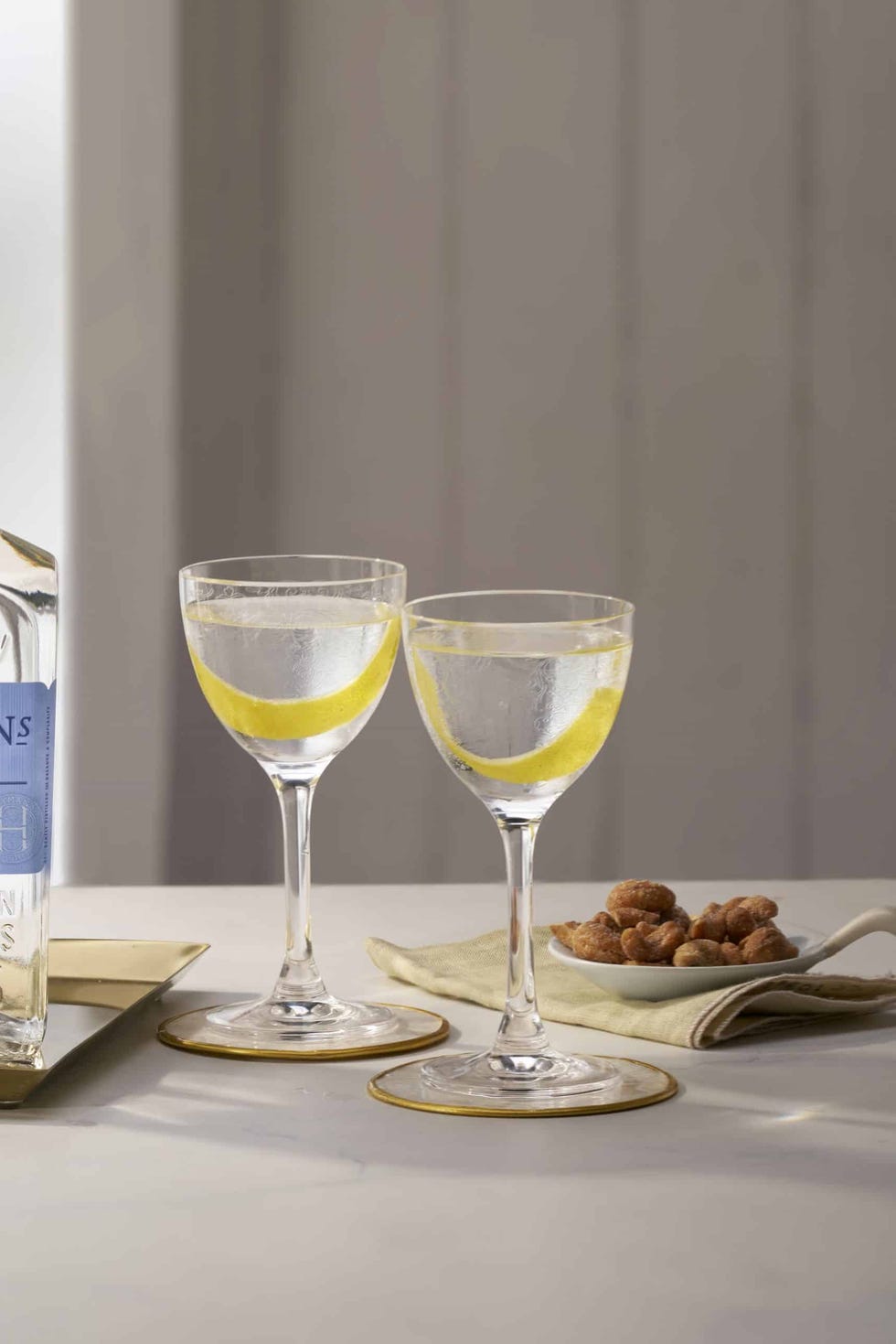 gin martinis and a bottle of gin