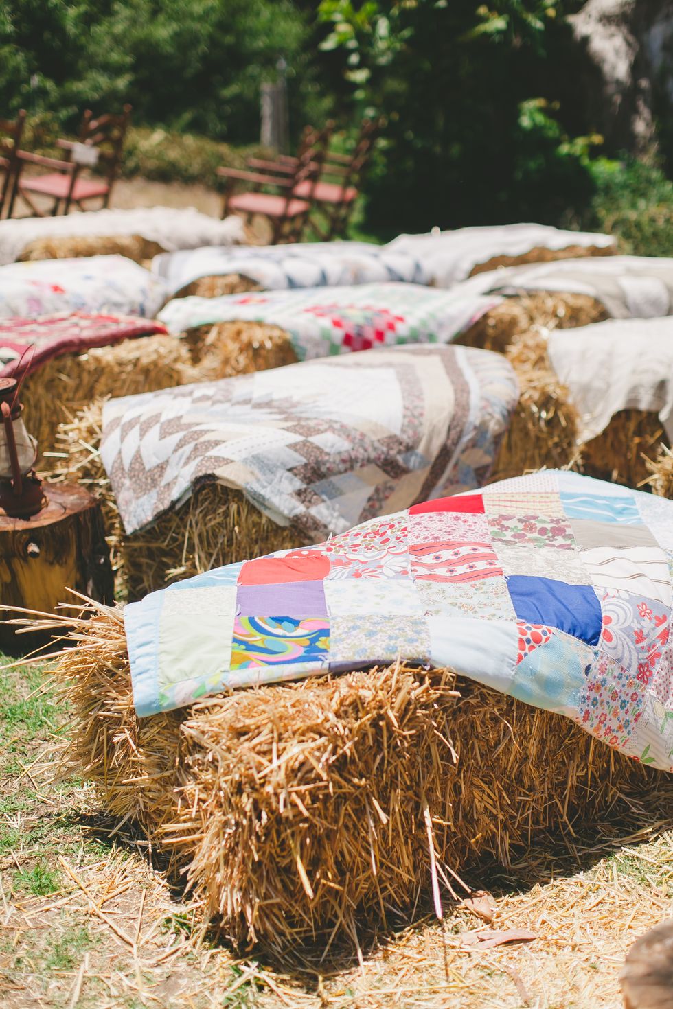 haystack seating outdoor wedding
