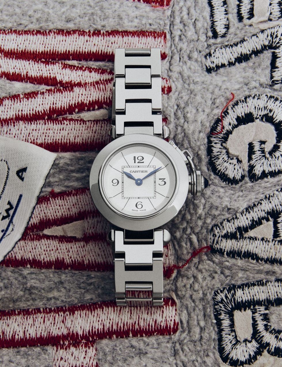 a watch on a rug