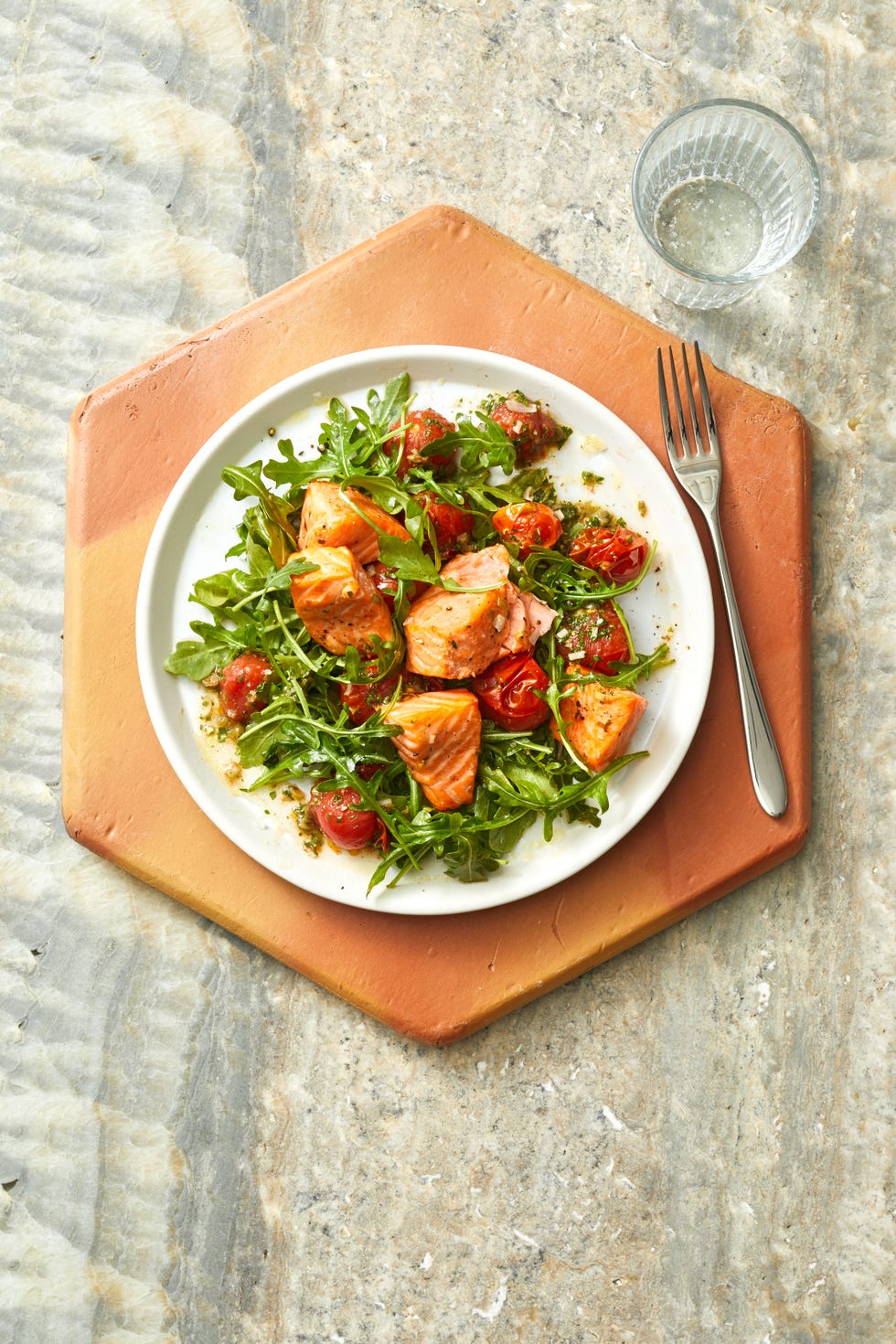 lemon arugula salad roasted salmon