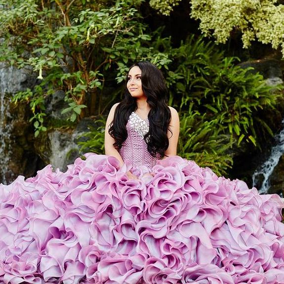 Dress, Clothing, Pink, Gown, Quinceañera, Purple, Fashion, Photo shoot, Spring, Haute couture, 