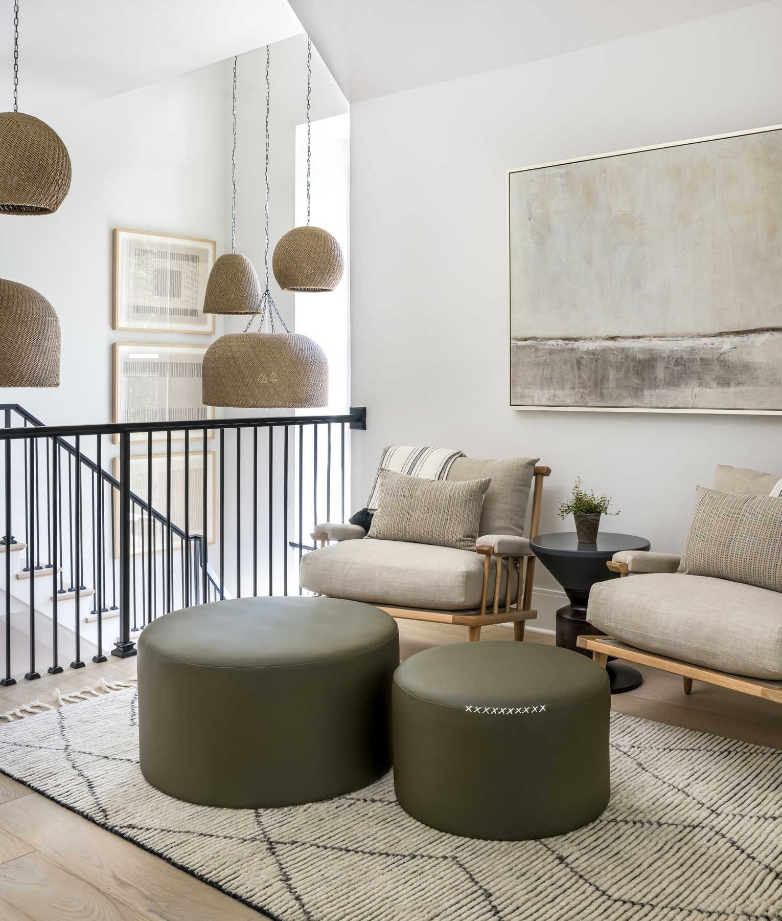 AllModern Geo lights Leather Ottoman