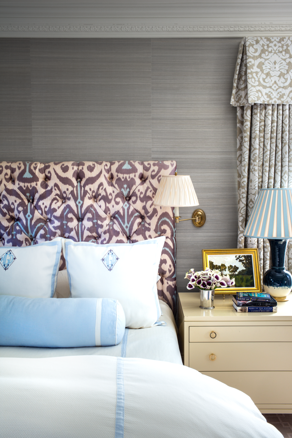 bedroom, room, furniture, bed, interior design, blue, wall, bed sheet, window covering, bedding,