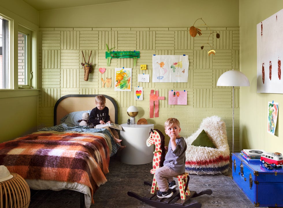 Ashley Maddox's sons in a bedroom in her Waco, Texas, home.