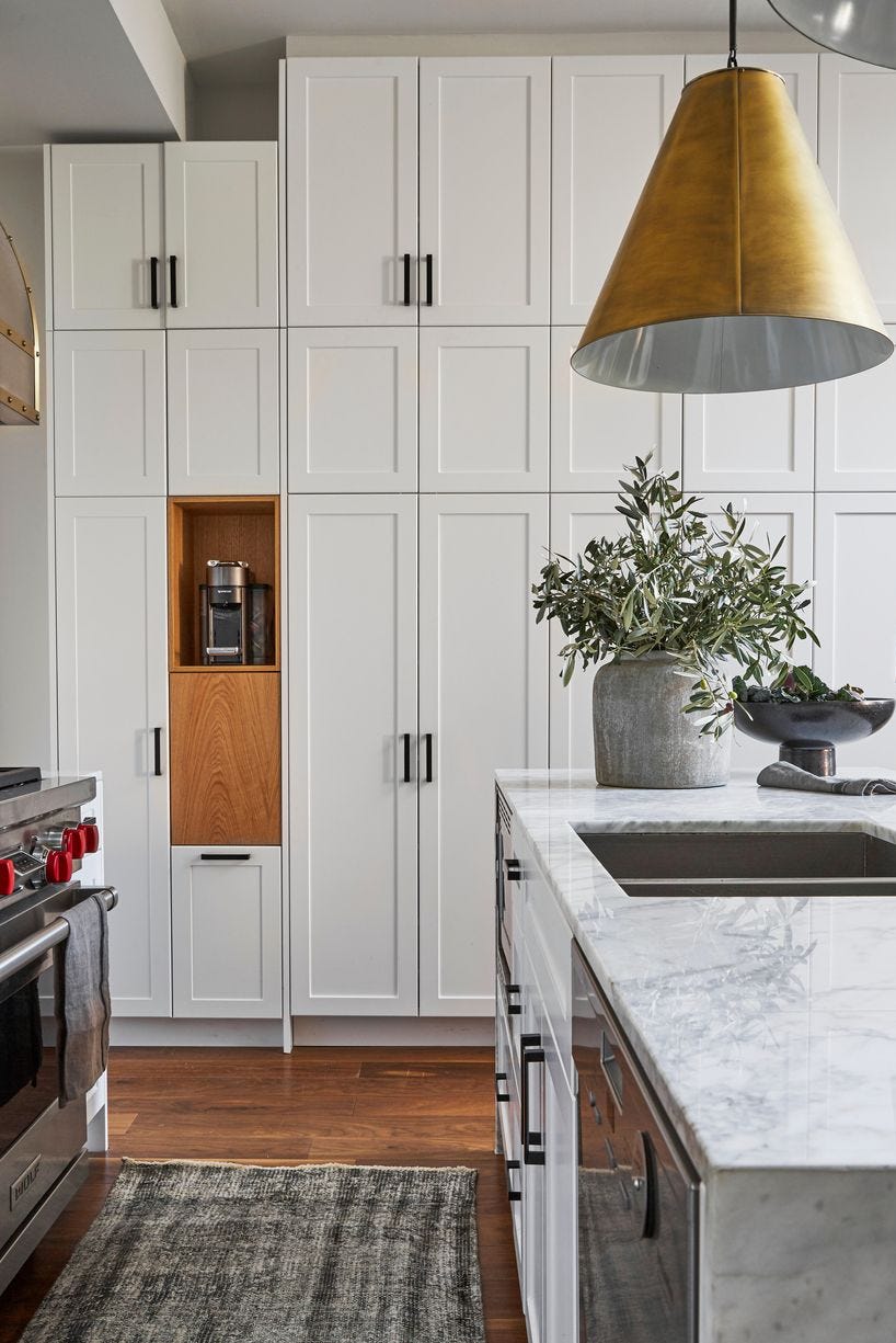 kitchen with appliance cubby for a coffee machine