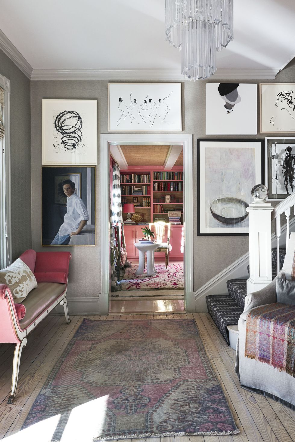 pink and gray entryway