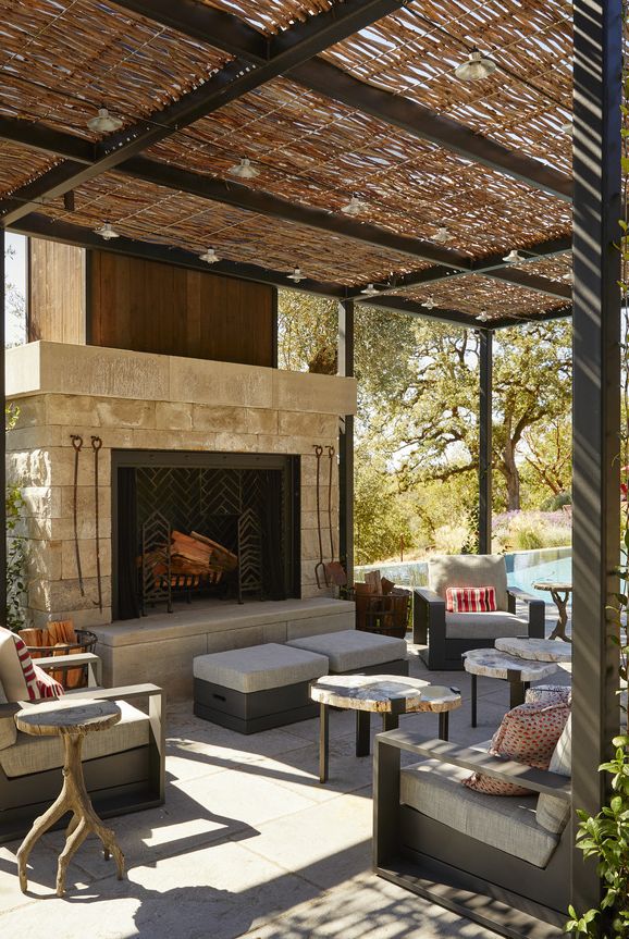 lounge with willow and steel pergola designed by sheldon harte outdoor living room