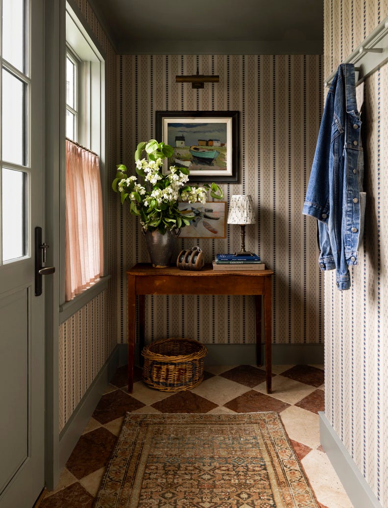 bailey mccarthy's 19th century home in marthas vineyard designed by amber lewis. mudroom.