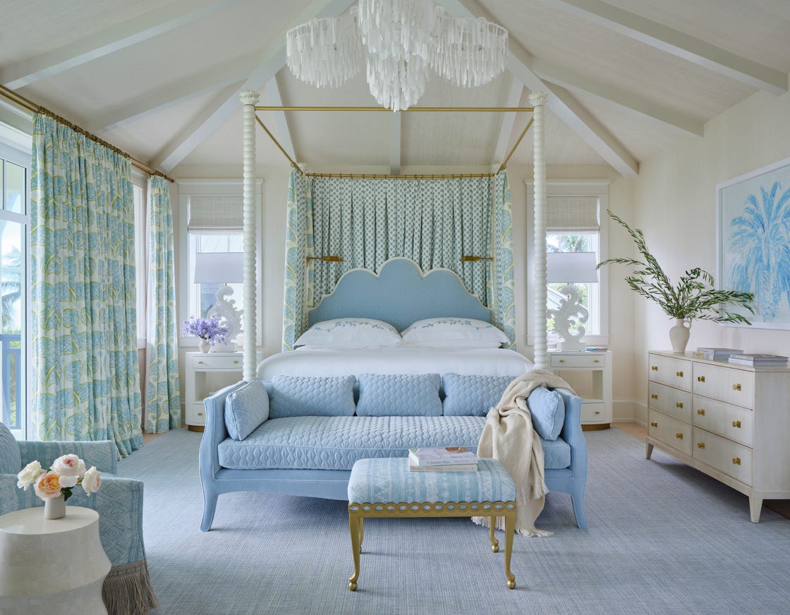 captiva island\, florida beach home designed by janie molster and her partner\, kate stikeleather. primary bedroom.