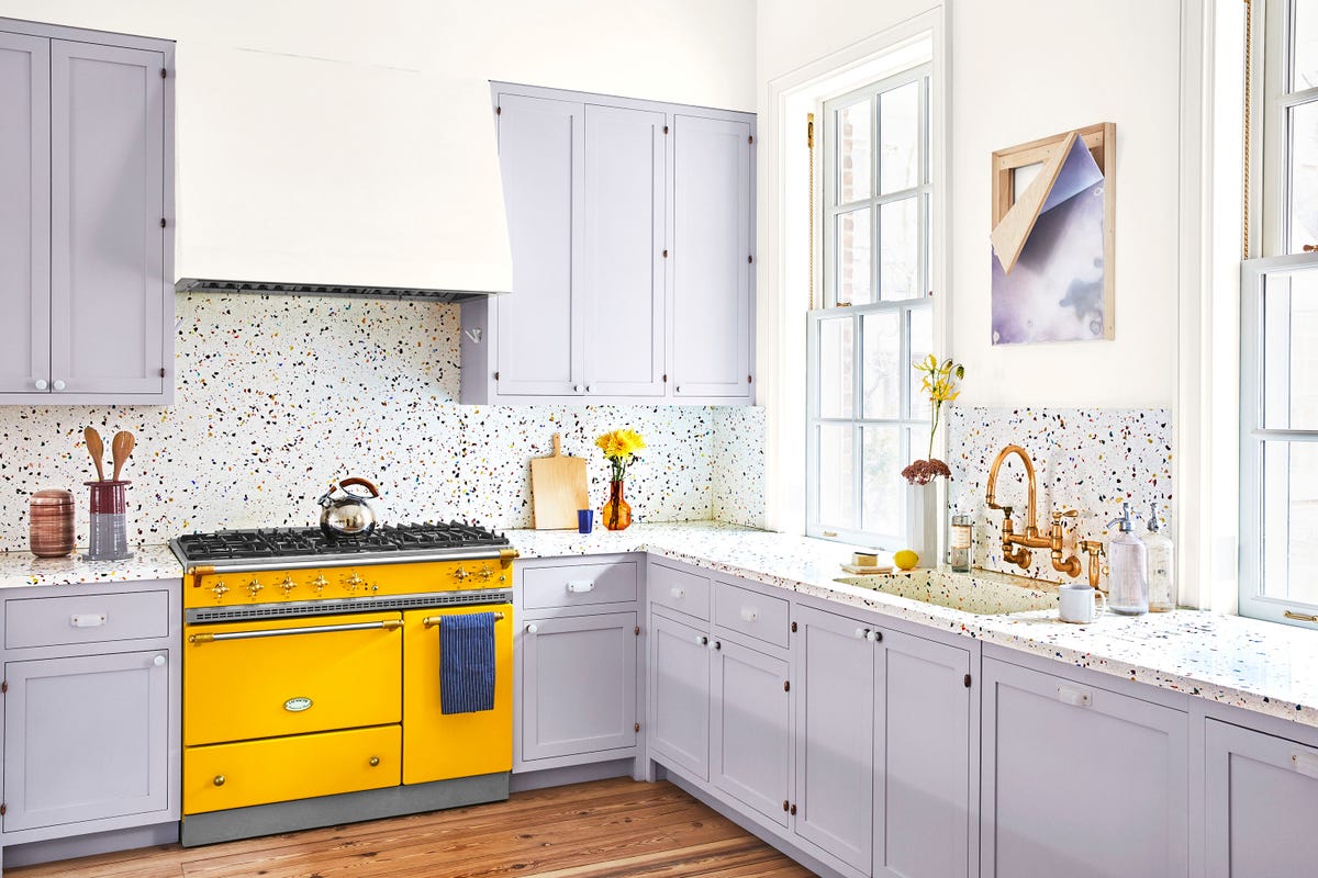 White and Gold Kitchen with Bertazzoni Range - Contemporary - Kitchen