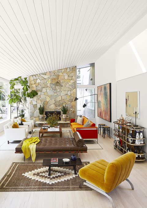 colorful midcentury living room