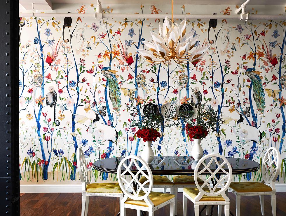dining room floral wallpaper