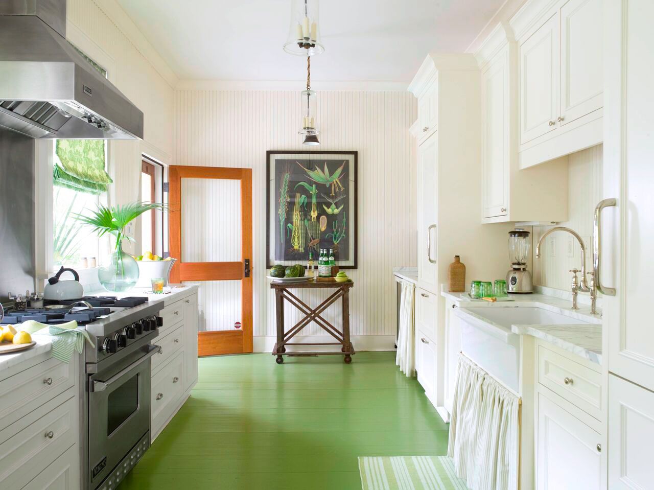 french country kitchen green