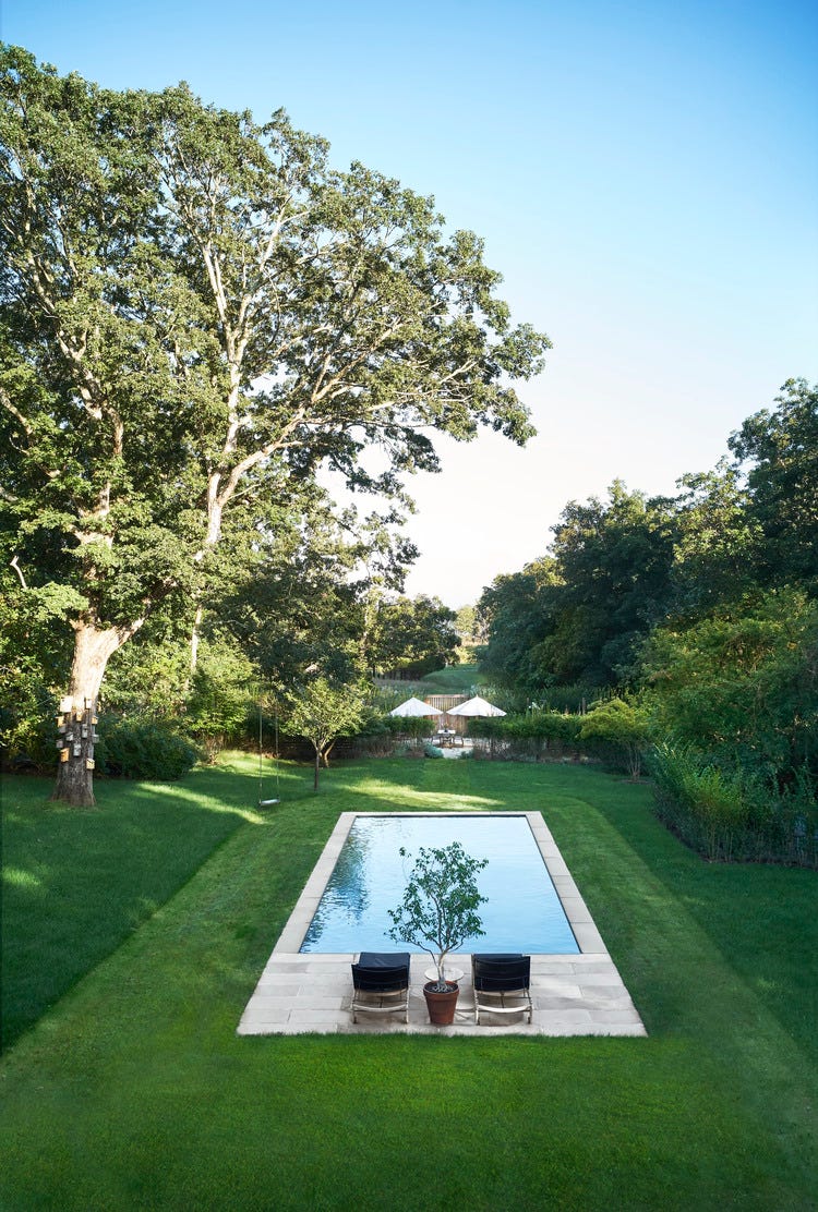 a pool in a backyard