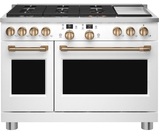 cafe 48 smart dual fuel range in white
