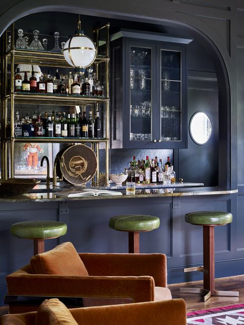 blue home bar designed by meredith mcbrearty in fort worth