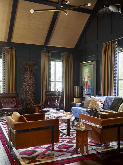 blue sitting room designed by meredith mcbrearty in fort worth
