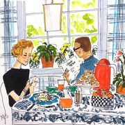 illustration of two people having breakfast