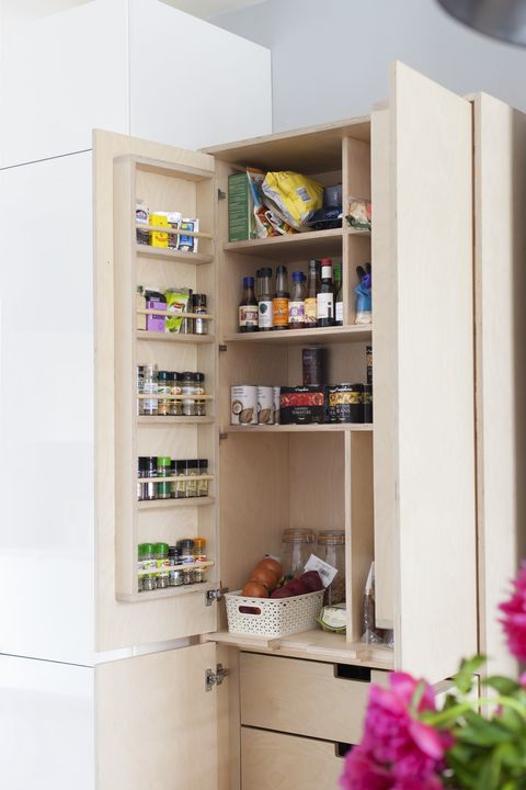 optimize existing cabinets when all you have is a few cabinets to dedicate to your pantry items, organization is key baskets, dividers, and shelves for each type of item will make cooking and cleaning a whole lot easier 2lg studio took advantage of every inch in these, adding spice compartments on the interior doors and setting the shelves back slightly so they fit inside