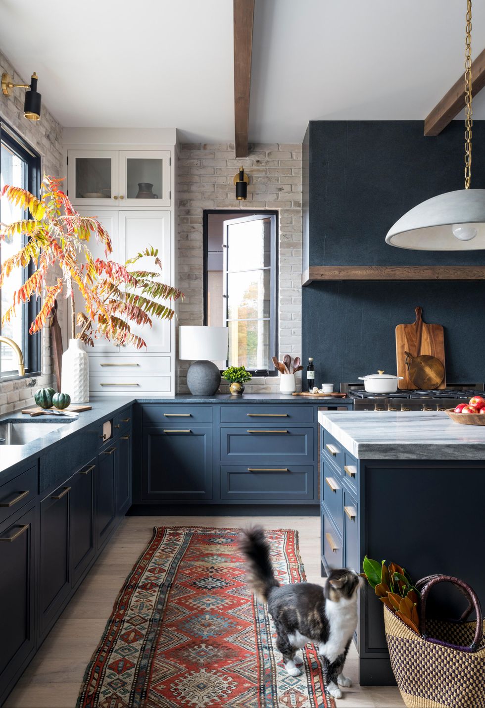 dark blue kitchen by studio dearborn