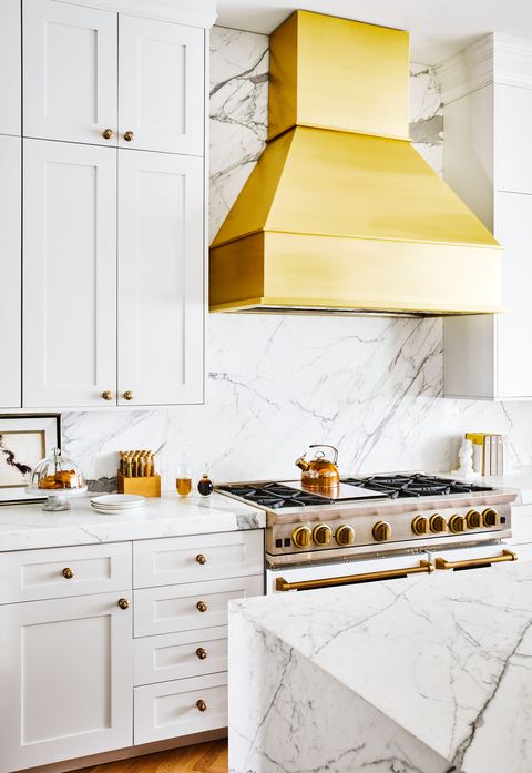 White, Kitchen, Yellow, Room, Countertop, Furniture, Cabinetry, Tile, Property, Interior design, 