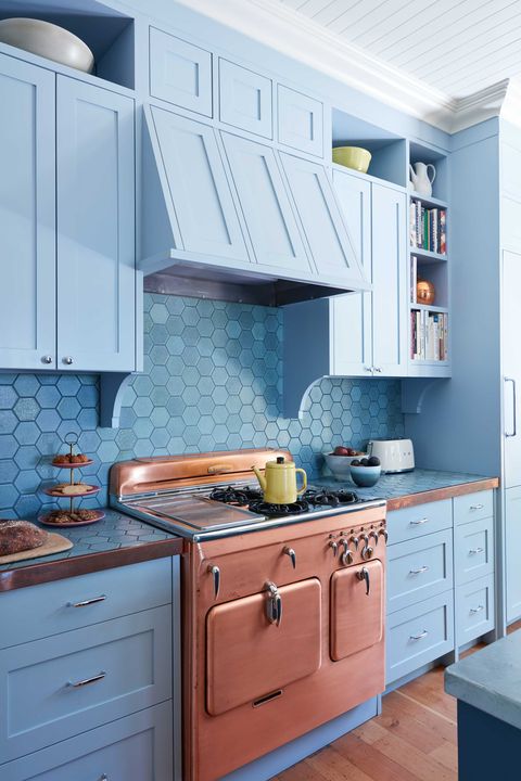 Blue French country kitchen