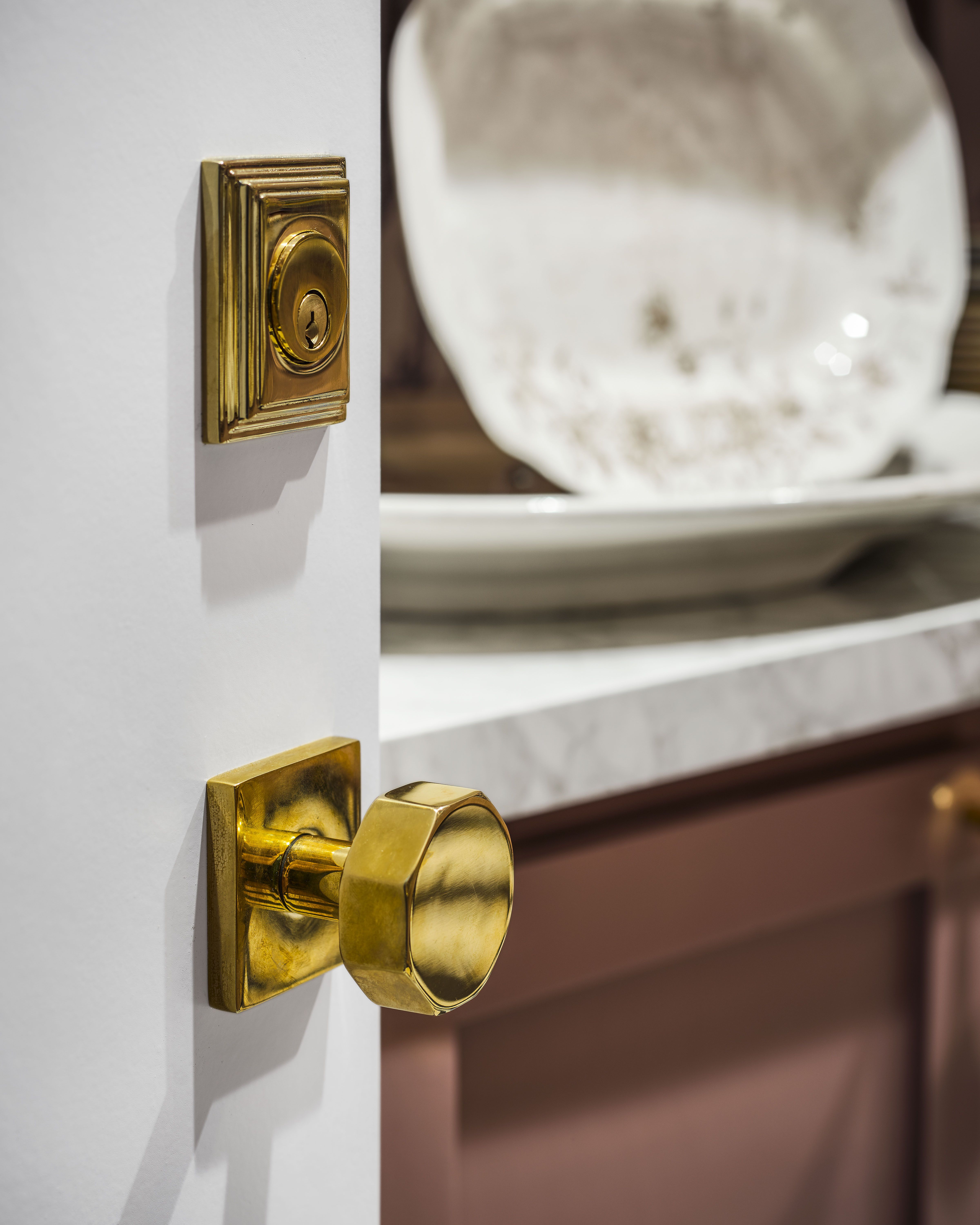 Door handle, Brass, Metal, Gold, 