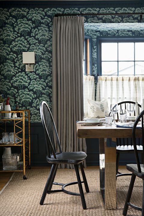 dining room wallpaper with chair rail
