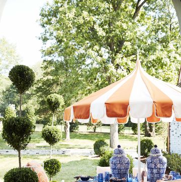 backyard, yellow, table, canopy, ceremony, wedding reception, event, party, furniture, real estate,