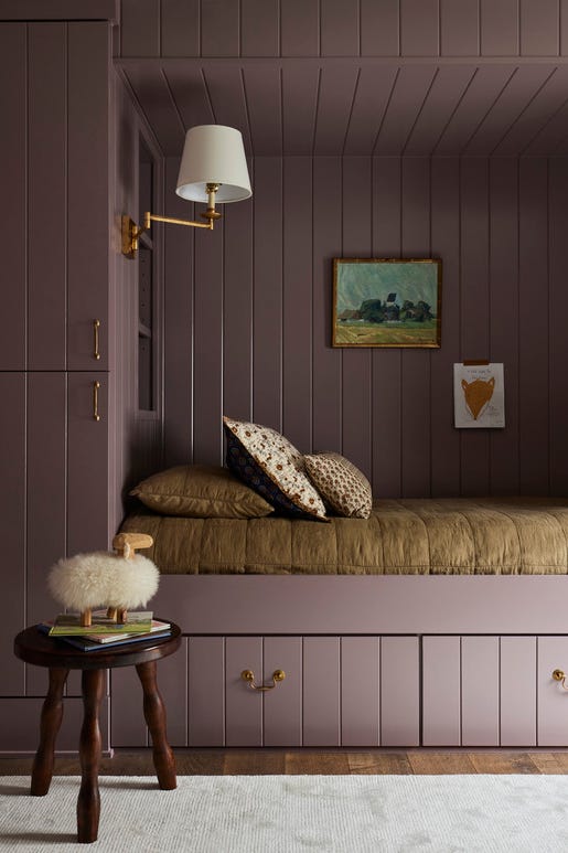daughter bedroom a built in bed and integrated storage, painted in benjamin moore muskoka dusk, creates space for play in a tiny room bedding parachute sconce visual comfort co hardware devol rug crate barrel mauve, pink, purple quiet time warm tones and natural textures took this indiana home from cavernous to cozy warm neutrals, williams creek, indiana, georgian style residence, natural materials, wood accents daughter bedroom a built in bed and integrated storage, painted in benjamin moore muskoka dusk, creates space for play in a tiny room bedding parachute sconce visual comfort co hardware devol rug crate barrel mauve, pink, purple quiet time warm tones and natural textures took this indiana home from cavernous to cozy warm neutrals, williams creek, indiana, georgian style residence, natural materials, wood accents