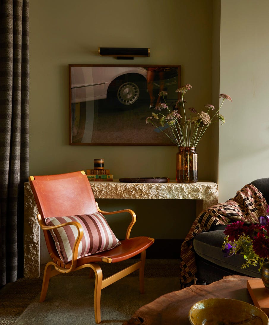 reading room reading room anne mcdonald design annemcdonalddesign intimate, cozy retreat, custom millwork, luxurious solitude, antiqued mirror and brass shelf brackets from architectural grille, floating shelves, the bottom half of the built in is dressed with a floral skirt, softening the boxy architecture of the petite space tactile elements, like a midcentury chair, 1970s limestone console, and silky goat hair rug, encourage guests to cross the threshold to top it all off, a visual comfort co chandelier with alabaster globes adds a touch of vintage glamour overhead visual comfort co picture light illuminates art by mark manzi paint ash grey wall, cardamom cabinetry, farrow ball chairs vintage, 1stdibs leather, lee industries mohair pillow custom console antique, andie collective vase wayfair professional whole home 2024 this years energy efficient home is in the conservation minded community of sprout\, located on a private nature preserve in hendersonville\, north carolina