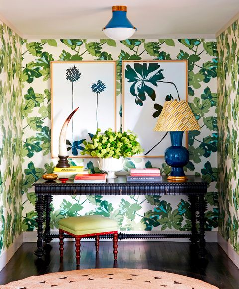 wallpaper, stool, green, leaves