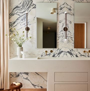bathroom with stone vanity