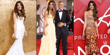 collage of amal clooney