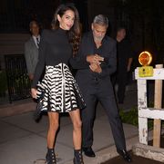 09272022 exclusive george clooney and amal clooney head out on a date night on their wedding anniversary in new york city amal looked glamorous in a black blouse, zebra print skirt, and stiletto boots while george cut a dapper figure in a dark suit the duo went to a correspondence dinner with leslie stahl and gayle kingvideo availablesalestheimagedirectcom please bylinetheimagedirectcomexclusive please email salestheimagedirectcom for fees before use