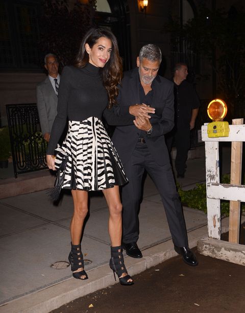 09272022 exclusive george clooney and amal clooney head out on a date night on their wedding anniversary in new york city amal looked glamorous in a black blouse, zebra print skirt, and stiletto boots while george cut a dapper figure in a dark suit the duo went to a correspondence dinner with leslie stahl and gayle kingvideo availablesalestheimagedirectcom please bylinetheimagedirectcomexclusive please email salestheimagedirectcom for fees before use