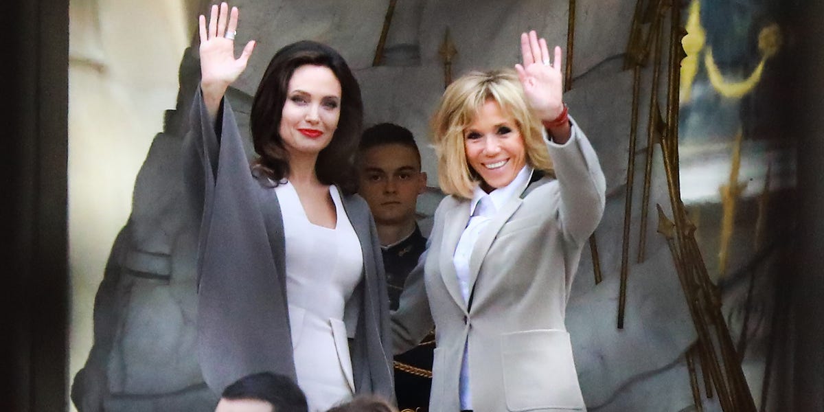 Angelina Jolie meets with French First Lady Brigitte Macron in