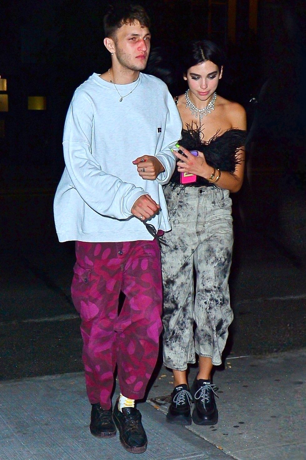 *EXCLUSIVE* Anwar Hadid and Dua Lipa step out after having a get together at Gigi Hadid's house with Taylor Swift