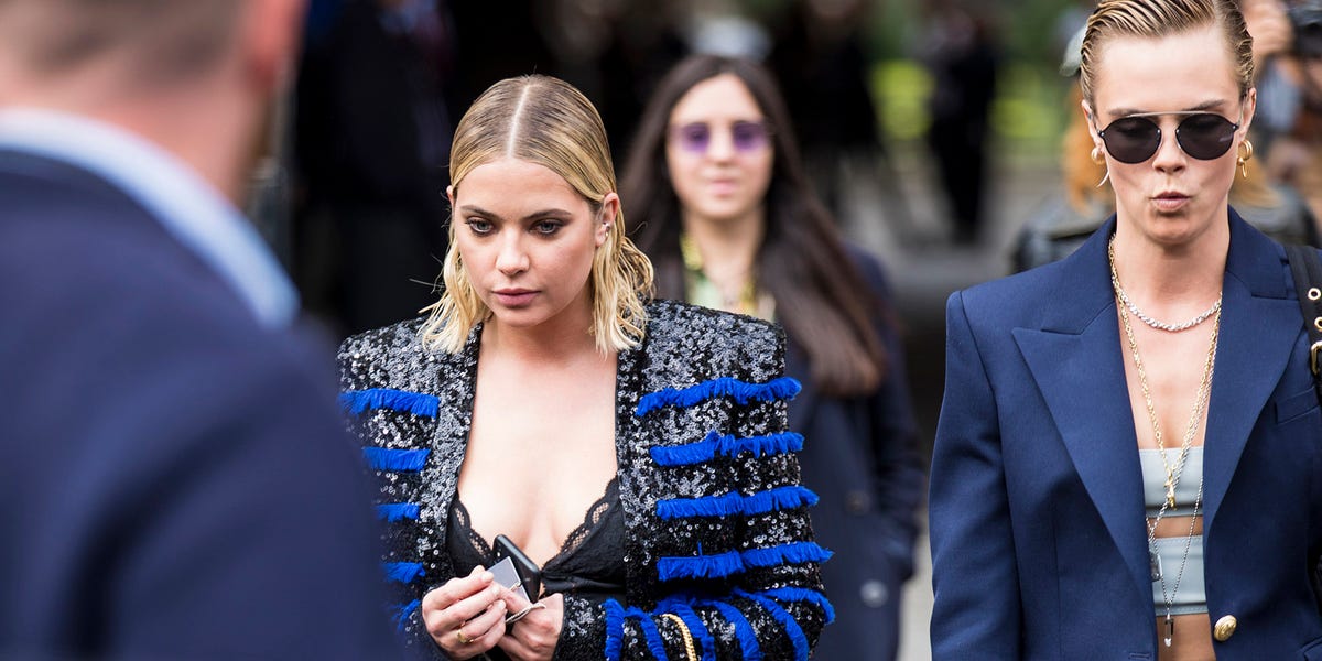 ASHLEY BENSON Leaves Balmain Fashion Show at PFW in Paris 02/28