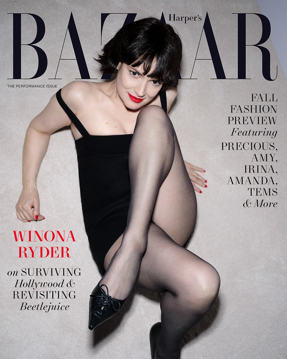 winona ryder on the cover of harpers bazaar