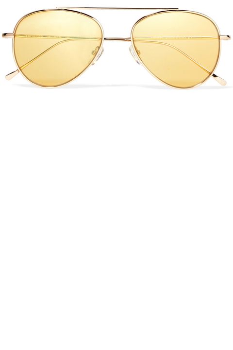 Eyewear, Sunglasses, Glasses, aviator sunglass, Yellow, Vision care, Line, Personal protective equipment, Material property, Eye glass accessory, 
